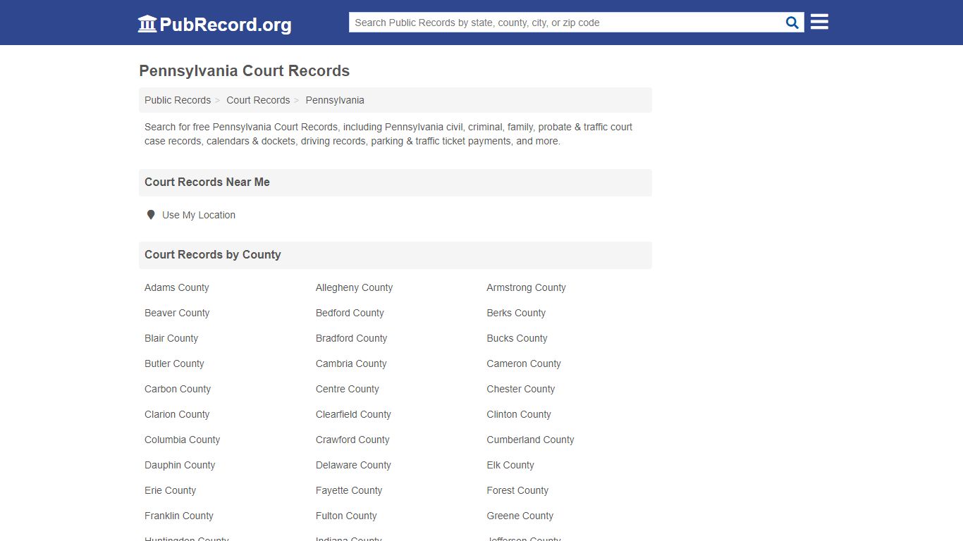 Free Pennsylvania Court Records - PubRecord.org